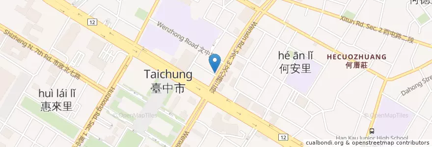 Mapa de ubicacion de 聯邦商業銀行 en 臺灣, 臺中市, 西屯區.