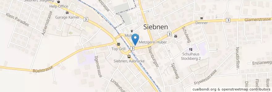 Mapa de ubicacion de TopPharm Apotheke Siebnen en Schweiz/Suisse/Svizzera/Svizra, Schwyz, March, Schübelbach.
