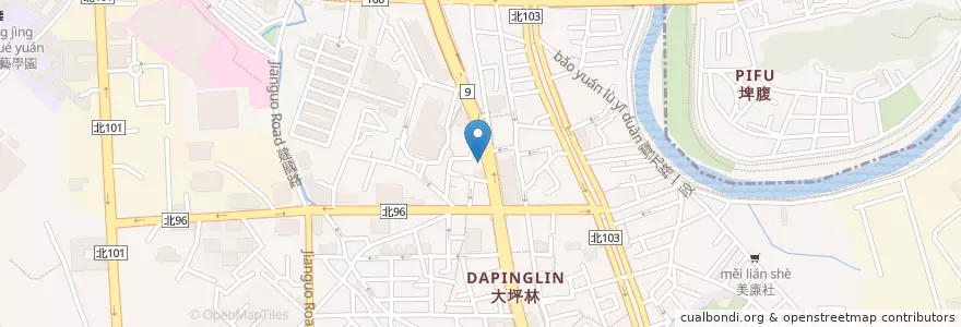 Mapa de ubicacion de 道恩素食坊 en تايوان, تايبيه الجديدة, 新店區.