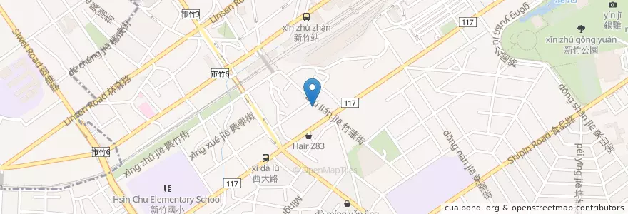 Mapa de ubicacion de 福德發素食 en 臺灣, 臺灣省, 新竹市, 東區.