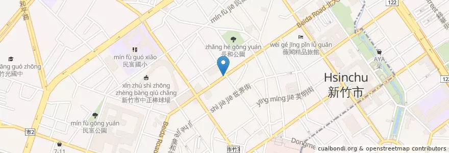 Mapa de ubicacion de 素食北門豆漿 en 台湾, 台湾省, 新竹市, 北区.