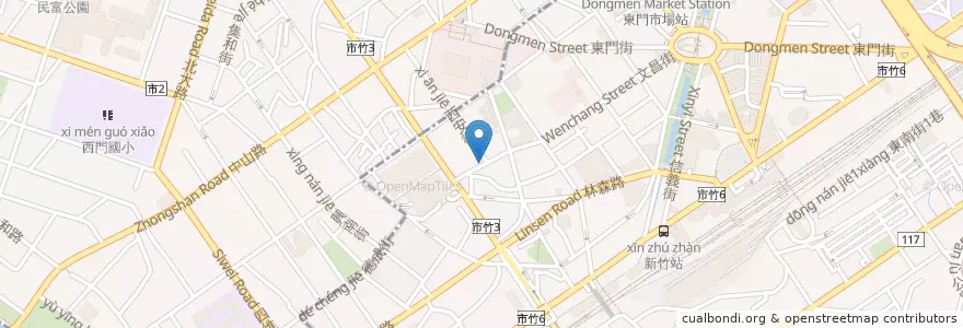 Mapa de ubicacion de 素食林餐廳 en Taiwan, 臺灣省, 新竹市.