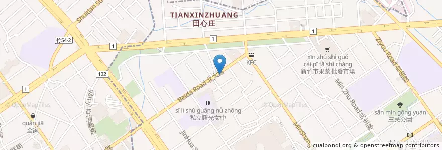 Mapa de ubicacion de 荷風素食屋 en تايوان, مقاطعة تايوان, سين شو, 東區.