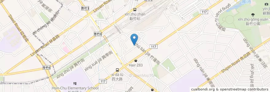 Mapa de ubicacion de 觀自在蔬食坊 en Taiwán, Provincia De Taiwán, Hsinchu, 東區.