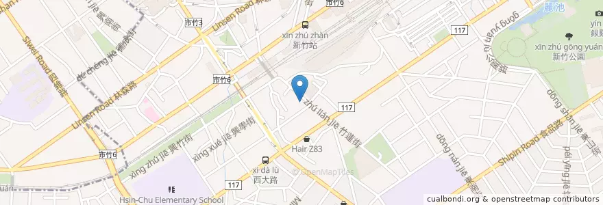 Mapa de ubicacion de 食蔬の創藝料理 en Taiwán, Provincia De Taiwán, Hsinchu, 東區.