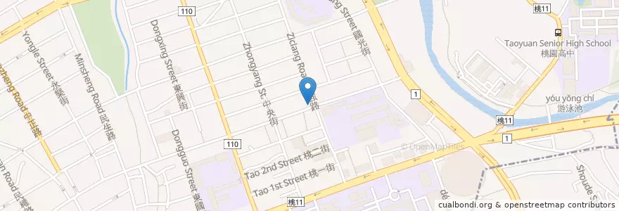 Mapa de ubicacion de 陸軍小館 en 台湾, 桃園市, 桃園区.