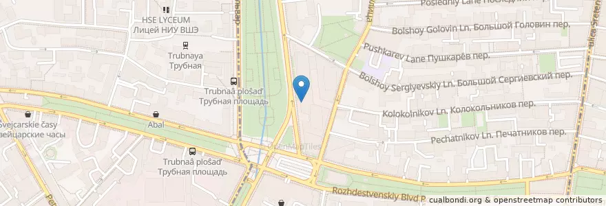 Mapa de ubicacion de Max Brenner en Rusia, Distrito Federal Central, Москва, Distrito Administrativo Central, Мещанский Район.