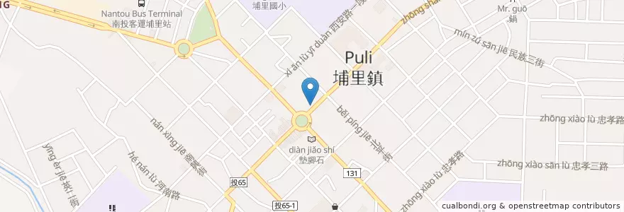 Mapa de ubicacion de Pizza Hut en Taiwan, 臺灣省, Condado De Nantou, 埔里鎮.