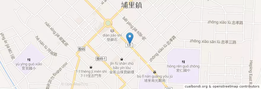 Mapa de ubicacion de KFC en 臺灣, 臺灣省, 南投縣, 埔里鎮.