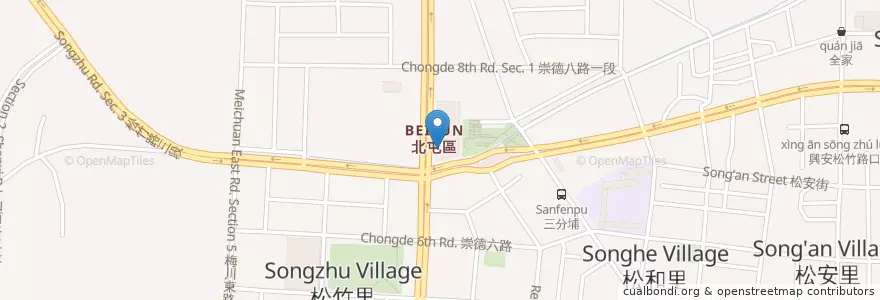 Mapa de ubicacion de 四平派出所 en Taiwan, 臺中市, 北屯區.