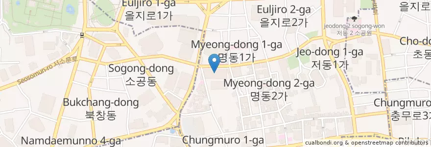 Mapa de ubicacion de CGV 명동 en Korea Selatan, 서울, 명동.
