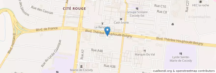 Mapa de ubicacion de Shell Boulevard Thérèse Houphouët-Boigny en コートジボワール, アビジャン, Cocody.