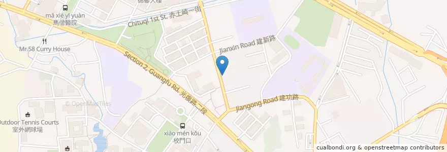 Mapa de ubicacion de 金山雞腿飯;虱目魚肚粥 en تايوان, مقاطعة تايوان, سين شو, 東區.