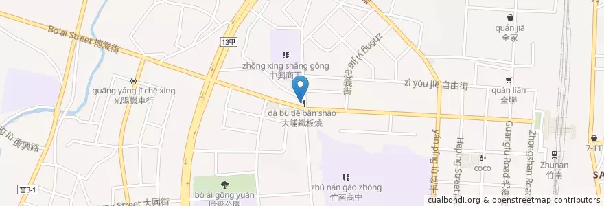 Mapa de ubicacion de 大埔鐵板燒 en Taiwan, 臺灣省, 苗栗縣, 竹南鎮.