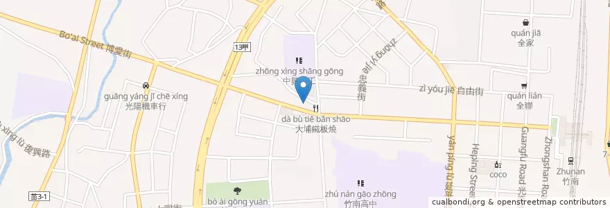 Mapa de ubicacion de 芳鄰國際連鎖藥莊 en Tayvan, 臺灣省, 苗栗縣, 竹南鎮.