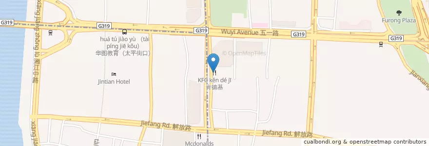 Mapa de ubicacion de KFC en 中国, 湖南省, 长沙市.