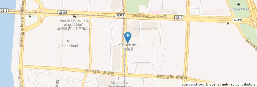 Mapa de ubicacion de 交通银行24小时自助银行 en 中国, 湖南省, 长沙市 / Changsha.