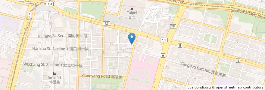 Mapa de ubicacion de 廣東粥飯糰霸 en تايوان, تايبيه الجديدة, تايبيه, 中正區.