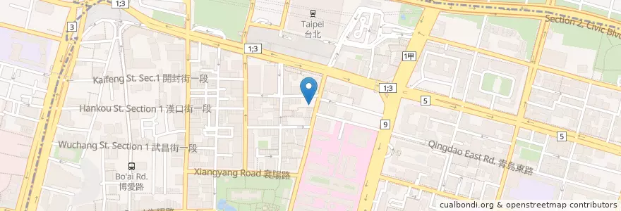 Mapa de ubicacion de 十三川日本拉麵 en 臺灣, 新北市, 臺北市, 中正區.