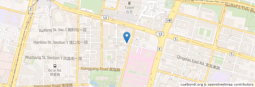 Mapa de ubicacion de 大東海補習班 en 臺灣, 新北市, 臺北市, 中正區.