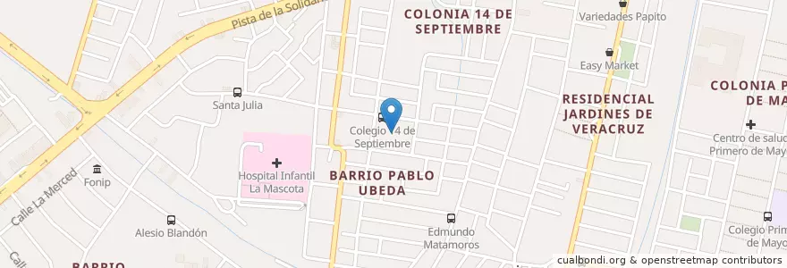 Mapa de ubicacion de Colegio 14 de Septembre en Nicaragua, Departamento De Managua, Managua (Municipio).