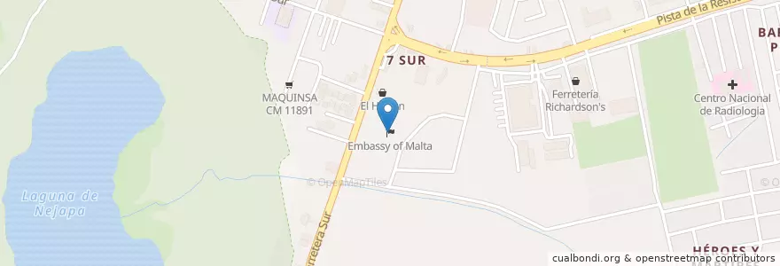 Mapa de ubicacion de Embassy of Malta en Nicarágua, Departamento De Managua, Managua (Municipio).