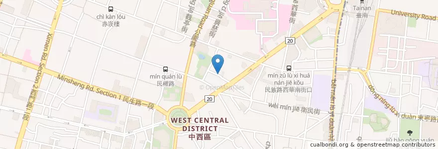 Mapa de ubicacion de 寮國咖啡 en 臺灣, 臺南市, 中西區.