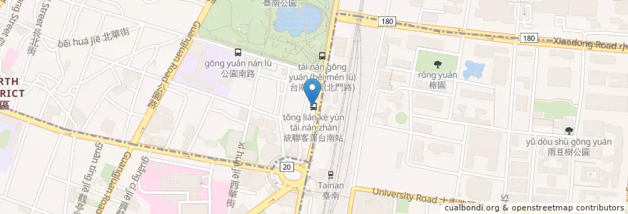 Mapa de ubicacion de 統聯客運台南站 en Taiwan, Tainan, Distretto Settentrionale.