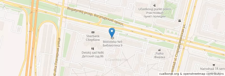 Mapa de ubicacion de Библиотека №9 en Russie, District Fédéral Du Nord-Ouest, Oblast De Léningrad, Saint-Pétersbourg, Приморский Район, Округ № 65.