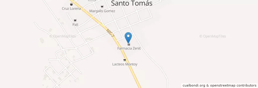 Mapa de ubicacion de Farmacia Zenit en Nikaragua, Chontales, Santo Tomás (Municipio).