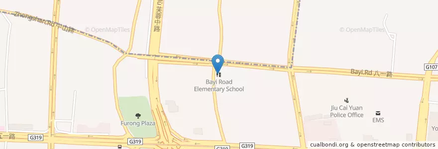Mapa de ubicacion de Bayi Road Elementary School en 中国, 湖南省, 长沙市 / Changsha, 芙蓉区 (Furong).
