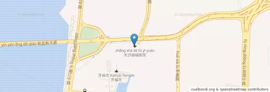 Mapa de ubicacion de 长沙德福医院 en China, Hunan, Changsha City, Kaifu District.