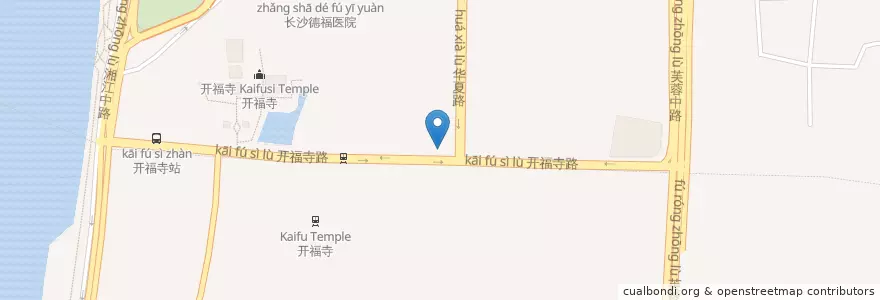 Mapa de ubicacion de 津市牛肉米粉 en 중국, 후난성, 长沙市 / Changsha, 开福区 (Kaifu).