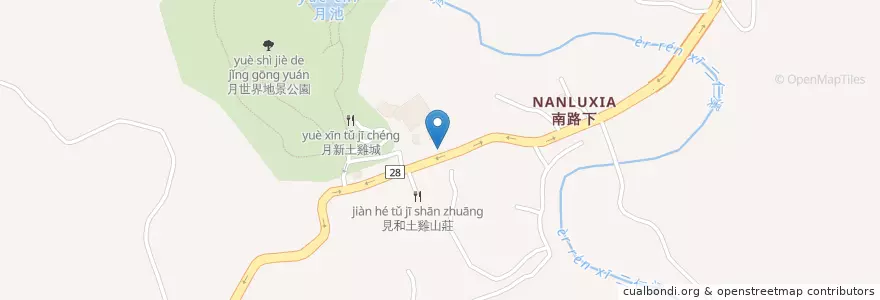 Mapa de ubicacion de 月球土雞城 en Taiwán, Kaohsiung, 田寮區.