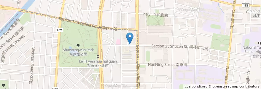 Mapa de ubicacion de 臭臭堂 en 臺灣, 臺南市, 中西區, 南區.