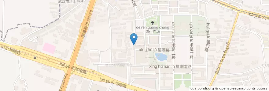 Mapa de ubicacion de 申通快递 en 中国, 湖北省, 武汉市, 洪山区, 珞南街道.