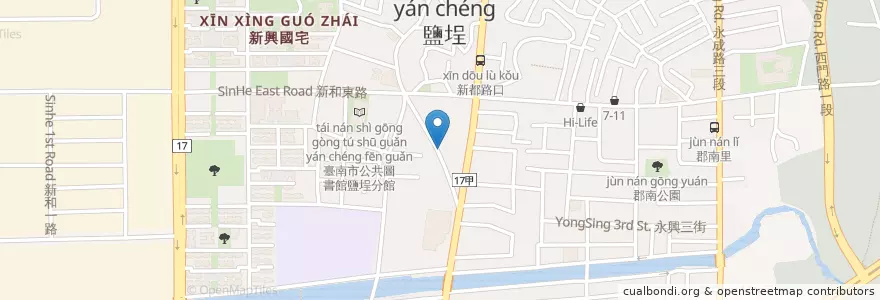 Mapa de ubicacion de 鹽埕藥局 en تایوان, 臺南市, 南區.