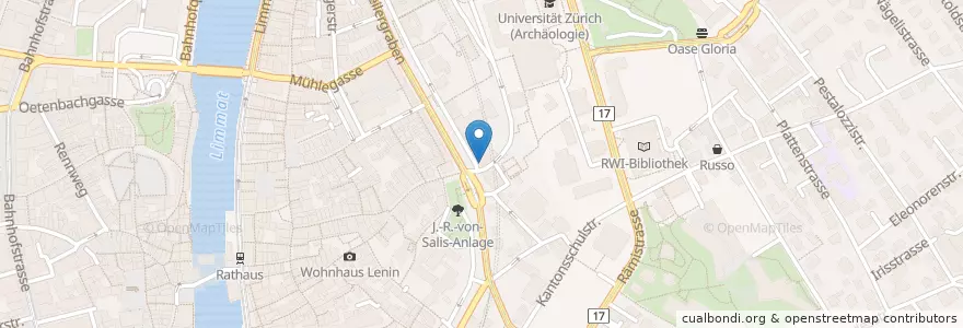 Mapa de ubicacion de Theater Stok en Suiza, Zúrich, Bezirk Zürich, Zúrich.
