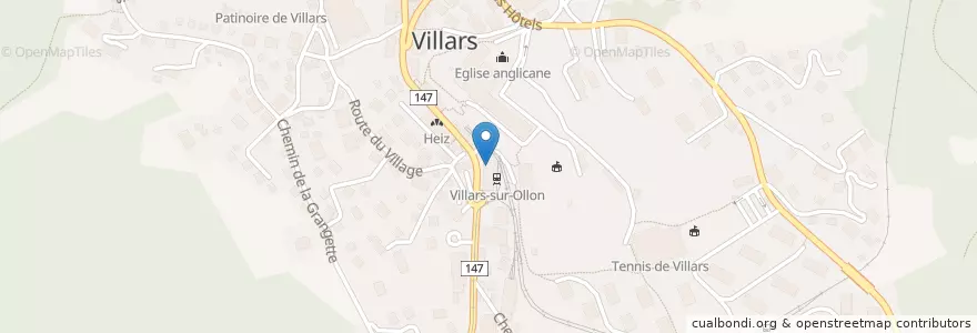 Mapa de ubicacion de Poste de Villars en Schweiz/Suisse/Svizzera/Svizra, Vaud, District D'Aigle, Ollon.