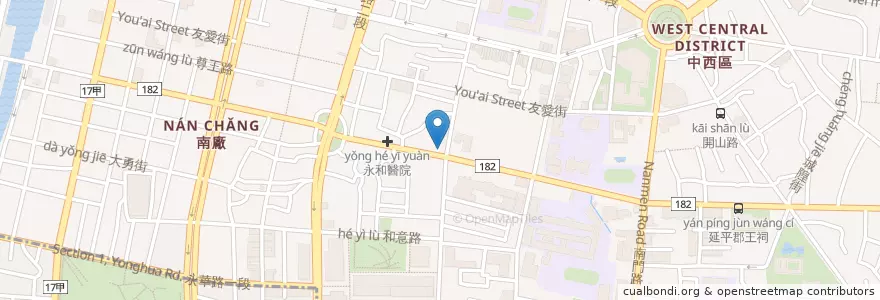 Mapa de ubicacion de 福安里活動中心 en Taiwan, 臺南市, 中西區.