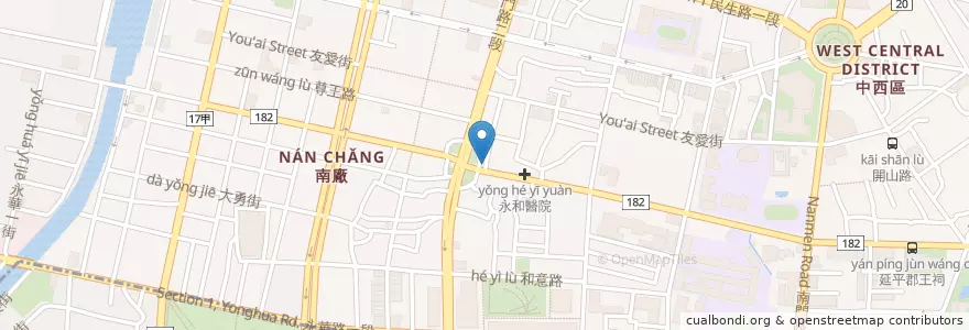 Mapa de ubicacion de 良皇宮 en Taiwan, 臺南市, 中西區.