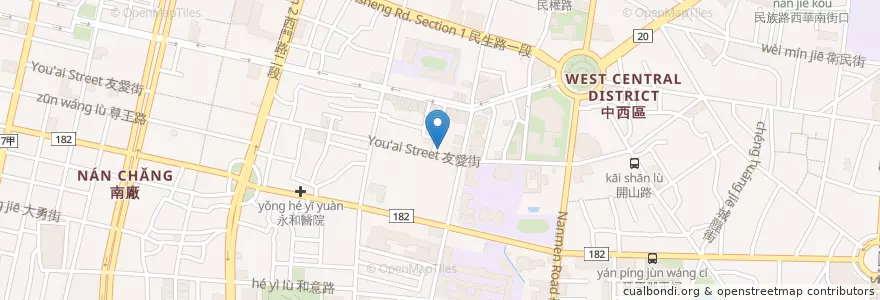 Mapa de ubicacion de 花川日本料理 en 臺灣, 臺南市, 中西區.