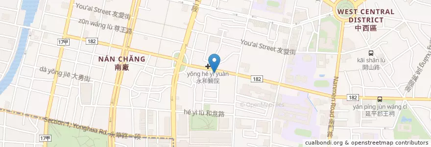 Mapa de ubicacion de 曾炳榮皮膚科 en Taiwan, Tainan, 中西區.