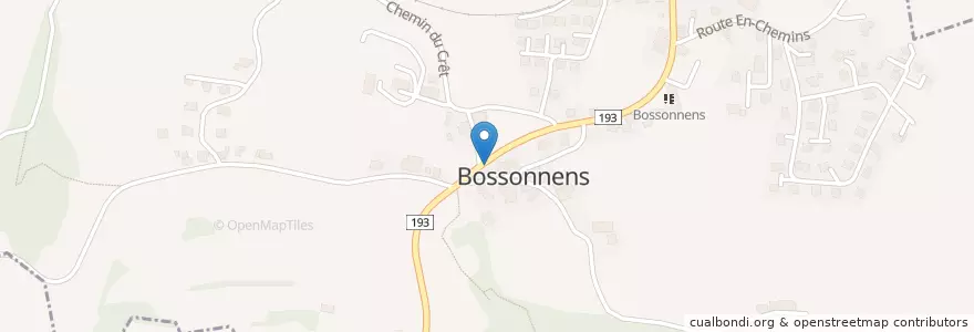 Mapa de ubicacion de Boîte aux lettres en Switzerland, Fribourg, District De La Veveyse, Bossonnens.
