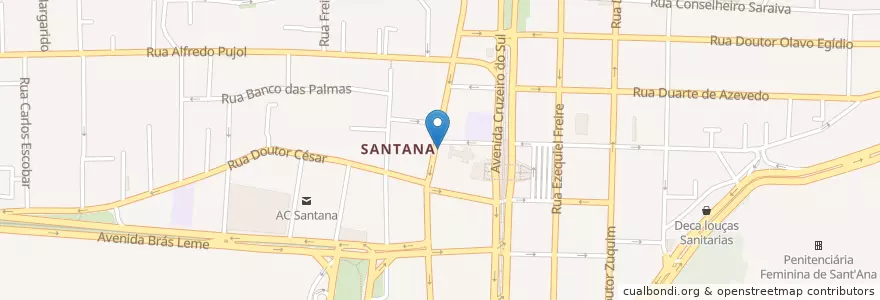 Mapa de ubicacion de Taxi Igreja Santana en ブラジル, 南東部地域, サンパウロ, Região Geográfica Intermediária De São Paulo, Região Metropolitana De São Paulo, Região Imediata De São Paulo, サンパウロ.