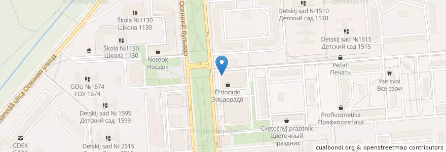 Mapa de ubicacion de Шоколадница en Russie, District Fédéral Central, Moscou, Западный Административный Округ, Район Крылатское.