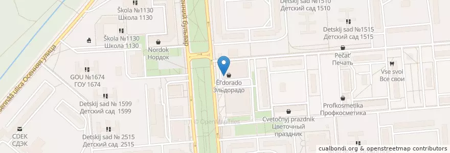 Mapa de ubicacion de Теремок en Russie, District Fédéral Central, Moscou, Западный Административный Округ, Район Крылатское.