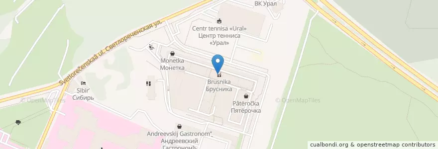 Mapa de ubicacion de Брусника en Russie, District Fédéral De L'Oural, Oblast De Sverdlovsk, Городской Округ Екатеринбург.