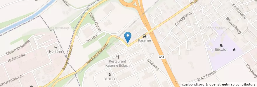 Mapa de ubicacion de Restaurant Frieden / Horse Pub en Suisse, Zurich, Bezirk Bülach, Bülach.