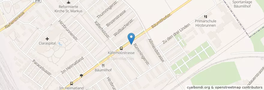 Mapa de ubicacion de Bäumlihof en سويسرا, مدينة بازل, Basel.